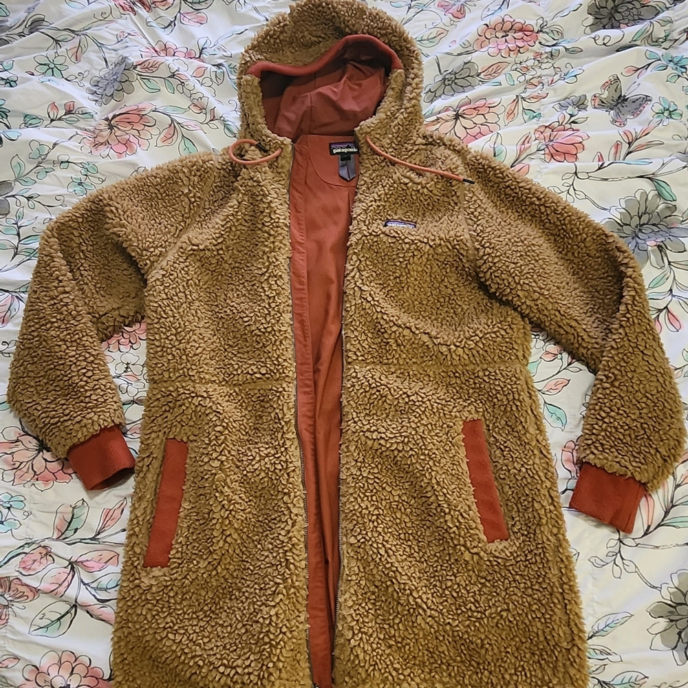 Patagonia Brown Sherpa Hooded Coat Mesa Parka